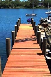 Ipe decking on dock at Fisher's Island, NY by Mataverde Decking