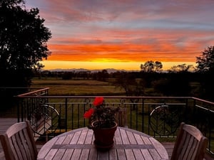 Jatoba deck in Vermont at sunset