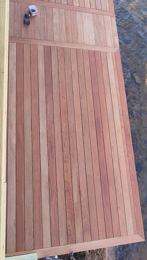 Jatoba hardwood deck with picture frame view from above