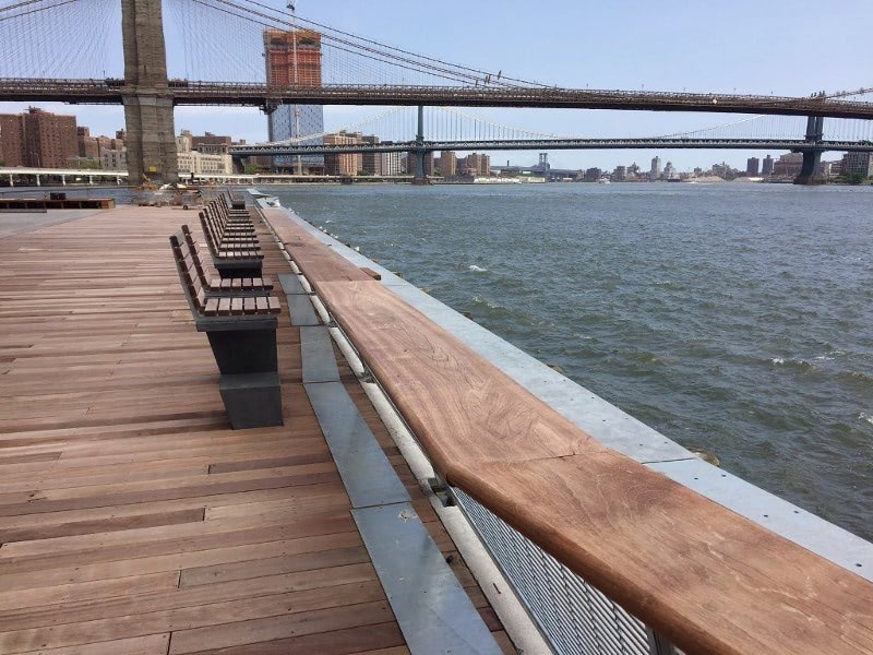 Jatoba hardwood decking and railings at Pier 17