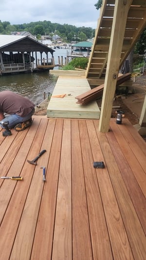 Jatoba hardwood decking installation in North carolina