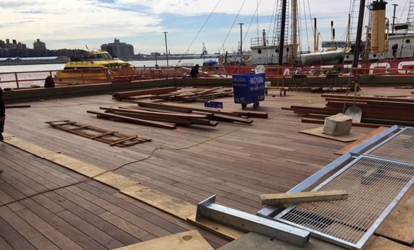 Jatoba hardwood decking under construction at Pier 17.jpg