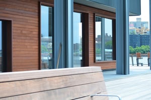 Jatoba rainscreen siding, benches, decking and seats