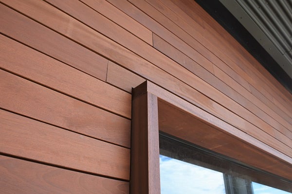 Jatoba wood rainscreen siding with Seal Once Bronze Cedar semi-transparent tint-1