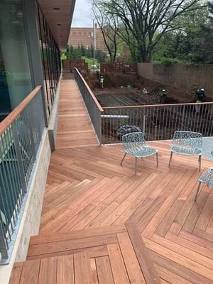 Machiche wood deck and ramp near an inground pool under construction