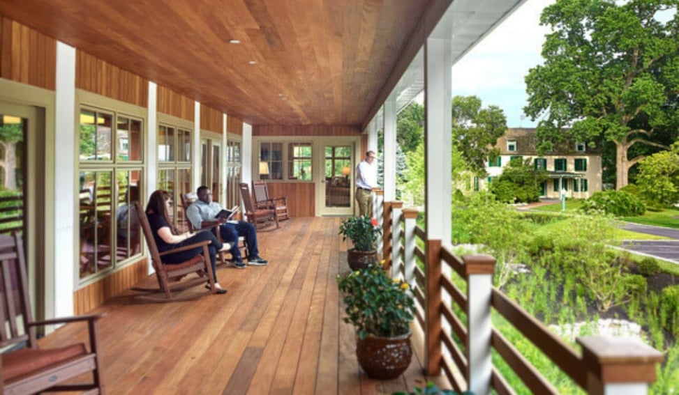 Mataverde Garapa decking, railing soffits and vertical siding at Lasalle University