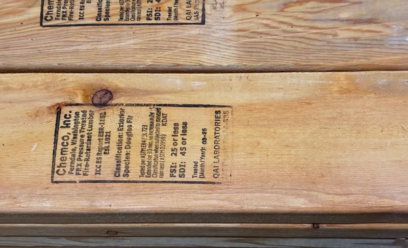 Mataverde SaferWood FRTW Dimensional Lumber #2 Douglas Fir