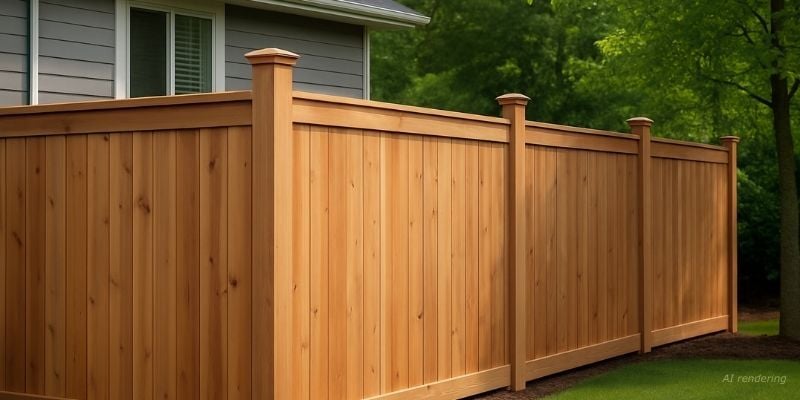 Mataverde SaferWood Fire retardant treated fence AI Design rendering illustration 2