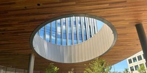 Mataverde SaferWood ThermaWood FR thermally modified wood exterior atrium wood soffit in Boston, MA