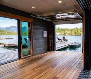 Mataverde ThermaWood Hemlock modified wood decking on lakefront