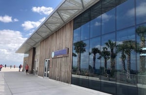 Mataverde thermally modified wood rainscreen siding weathering on St Pete Pier