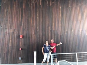 Mataverde thermally modified wood rainscreen siding with oil finish on St Pete pier in Florida