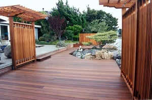 Mataverde Ipe Decking with Custom Architectural Pergola and privacy screen