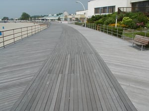 Ipe decking on Ocean Beach Boardwalk New London CT