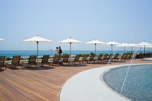 Ipe decking around pool by the shore