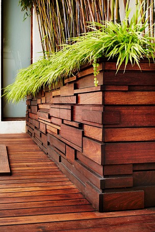 Custom Ipe deck planters for raised gardening