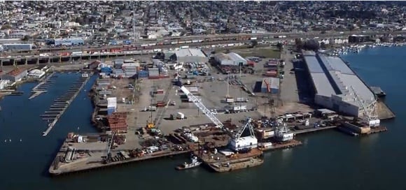 Part of Brooklyn Basin site at start of construction