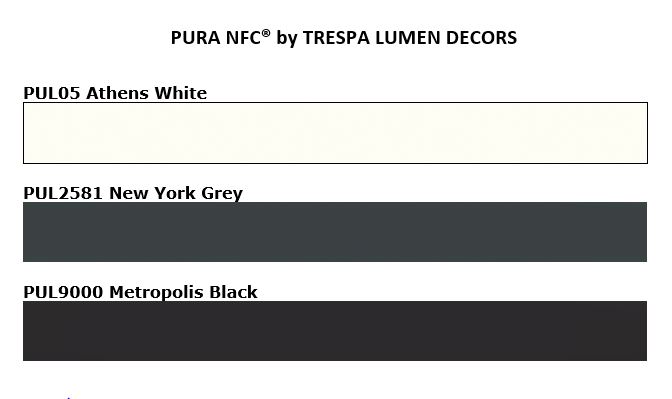 Mataverde Trespa Pura NFC Siding Lumen decors, matte and light diffusing neutrals in black grey and off white