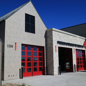 Pura NFC Siberian Larch vertical installation on Fire Station