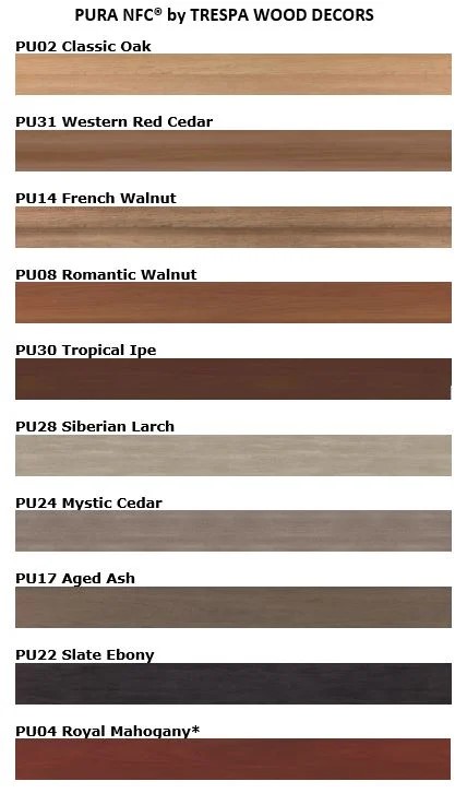 Pura NFC Wood Decors-1Pura NFC by Trespa Wood Decors Color Chart