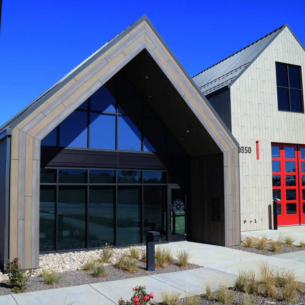 Pura NFC by Trespa Windsor Fire Station Mystic Cedar and Siberian Larch Vertical Siding Commercial Project