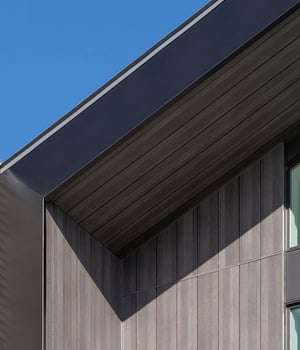 Pura NFC vertical siding and soffits Mystic Cedar decor
