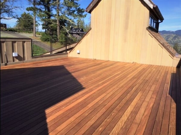 Ipe wood rooftop deck in wine country