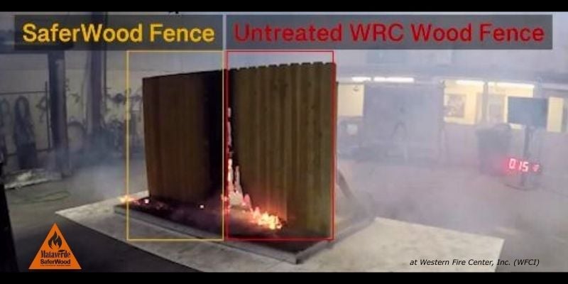 Screengrab of Mataverde SaferWood Flame Resistance Testing video at WFCI