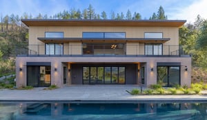 ThermaWood FR Hemlock fire retardant treated siding with two different colored stains by Mataverde