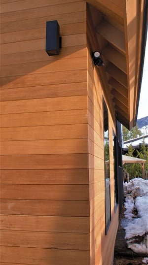 ThermaWood Hem Fir siding with mitered outside corners