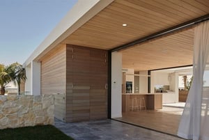 Thermally Modified Hem Fir nickel gap by Mataverde Decking A grade siding soffits and interior ceiling