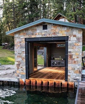 Thermally modified Hemlock for decking, dock and boathouse Mataverde