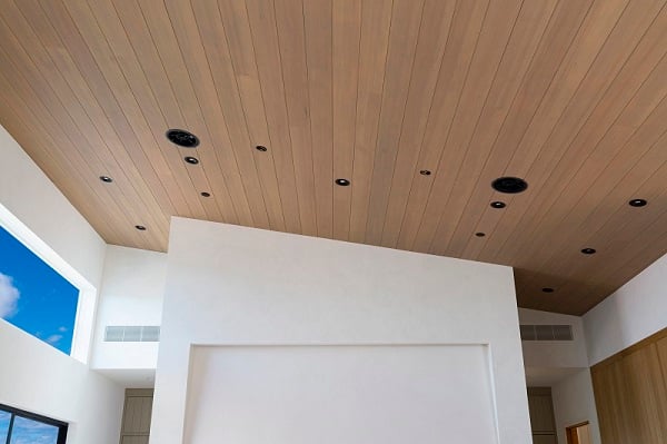 Mataverde Thermawood T&amp;G Hemlock interior ceiling over a kitchen