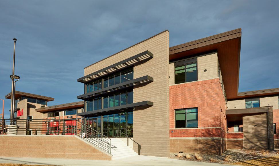 Thornton Fire Station_01 Trespa pura romantic walnut and mystic cedar