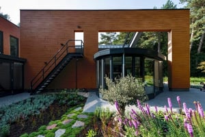 Trespa Pura NFC siding -Tropical Ipe wood decor