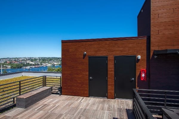 Trespa Pura Tropical Ipe with weathered Ipe decking