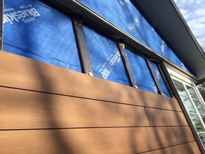 Trespa Pura NFC siding installation with furring strips