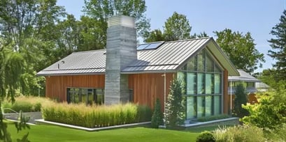 rear view of Ipe wood vertical siding and climate-shield rainscreen system