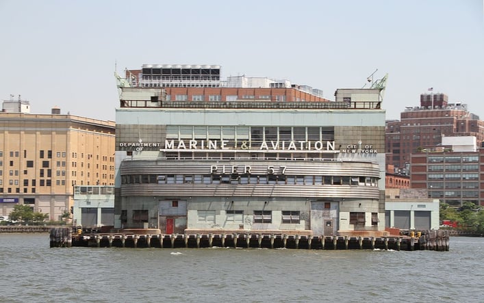 View of original Pier 57 from the water
