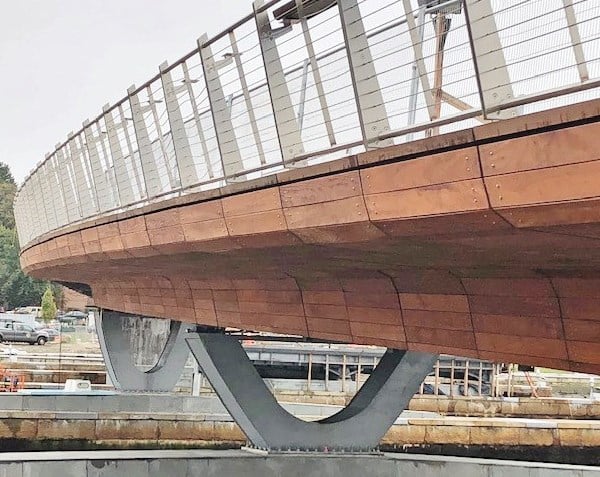 Wana wood skirting below the deck resembles a ship's hull