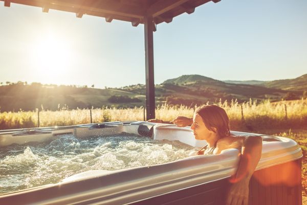 Wood deck with hot tubs example