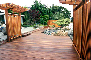 Ipe decking, dock and pergola on waterfront