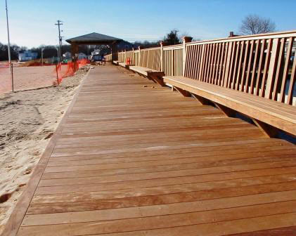 Ipe decking and boardwalk at beach on Long Island, NY