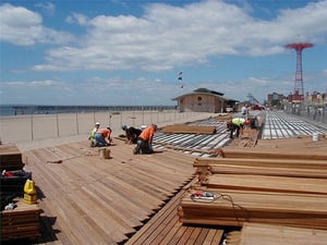 Cumaru decking on Coney Island Boardwalk