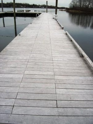 Garapa decking silvering on dock in Rhode Island