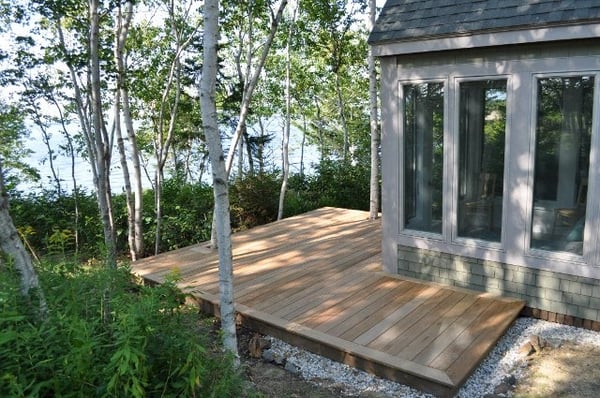 Garapa hardwood deck on Maine coast