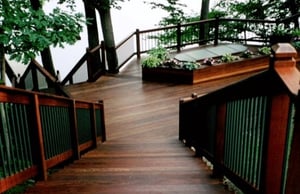 Ipe deck, stairs, railings, planters and dock on Connecticut waterfront