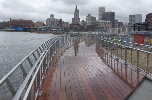 pe decking on east side of Providence Pedestrian Bridge