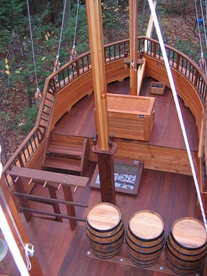 Ipe deck and bow of pirate ship