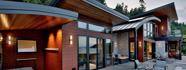 Modern Siding Trespa Pura NFC siding in Romantic Walnut overlooking Puget Sound